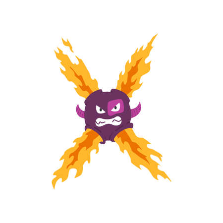 Monster alphabet symbol. Letter X of english alphabet shaped as monster. Children colorful cartoon funny fictional character isolated on white backgroundのイラスト素材