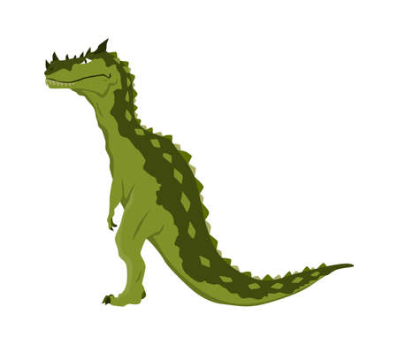 Allosaurus dinosaur flat icon. Colored isolated prehistoric reptile monster on white background. Vector cartoon dino animalのイラスト素材