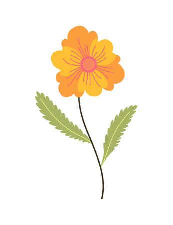 Spring flower. Botanical floral icon design. Garden plant on white background. Colorful flat vector illustration. Good decoration for wedding invitation or scrapbookのイラスト素材