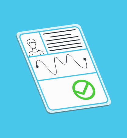 Notary service advertisement. Legal paper document or isolated on blue background. Color vector illustration in flat styleのイラスト素材