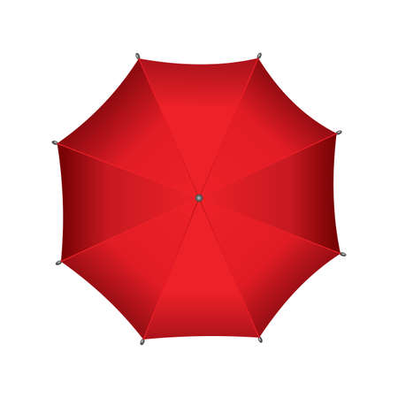 Red umbrella. Isolated on white background. Parasol in top view. Hand-held rain or windbreak protectionのイラスト素材