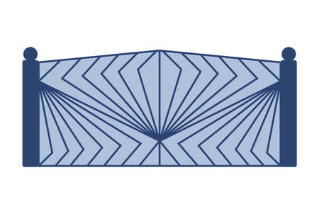 Metal cate fence. Illustration of decorative barrier. Outdoor protective architecture elementのイラスト素材