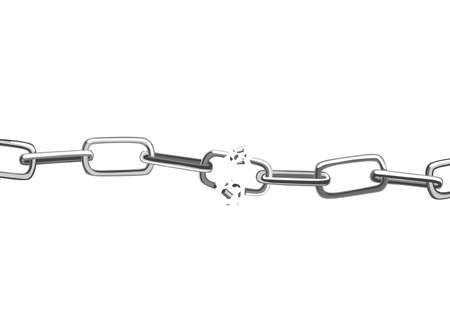 Broken steel chain links. Symbol of security and destruction. Freedom, disruption strong metal shackles concept. Vector illustration in flat style on white backgroundのイラスト素材