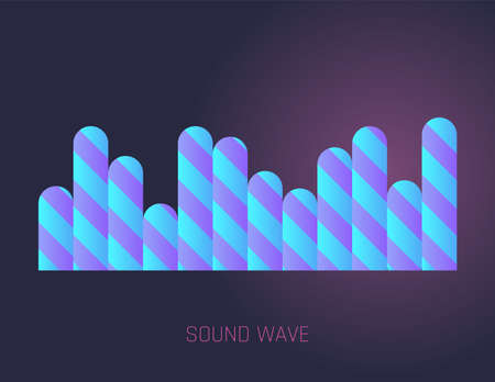 Color sound wave. Audio digital equalizer technology, musical pulse vector Illustration. Voice line waveform or volume level symbol. Curve radio waveのイラスト素材