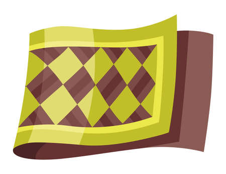 Carpet. Floor covering, mat or rugsfor interior styling decor. Cartoon comfortable decoration for home. Interior design element. Color carpet isolated on whiteのイラスト素材