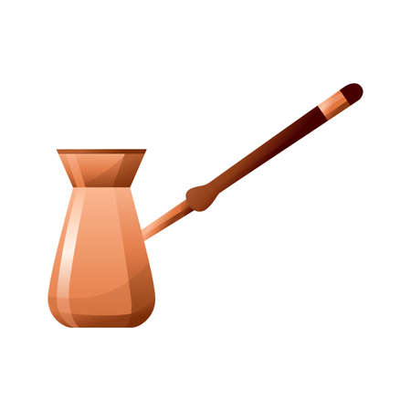 Cezve retro coffee maker icon. Kitchen accessorie for making a drink. Isolated manual equipmentのイラスト素材