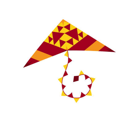 Flying air kite. Vector wind toy for active pastime and entertainment. Outdoor summer activity cartoon objectのイラスト素材