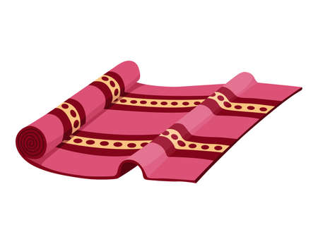 Carpet. Floor covering, mat or rugsfor interior styling decor. Cartoon comfortable decoration for home. Interior design element. Striped carpet isolated on whiteのイラスト素材