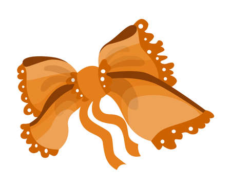 Gift bow colorful flat vector illustration. Color knot for present element template. Decoration for...