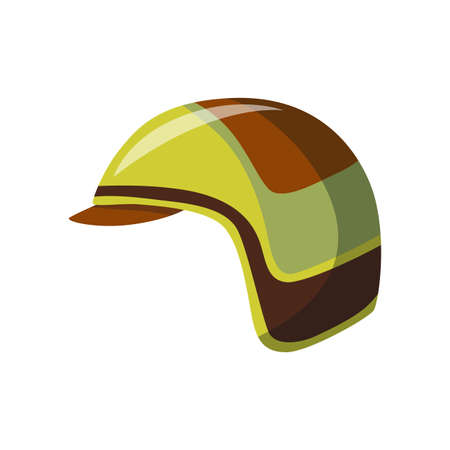Helmet for scooter, car or motorcycle sport. Head protection for road safety. Cartoon flat sport helmet iconのイラスト素材