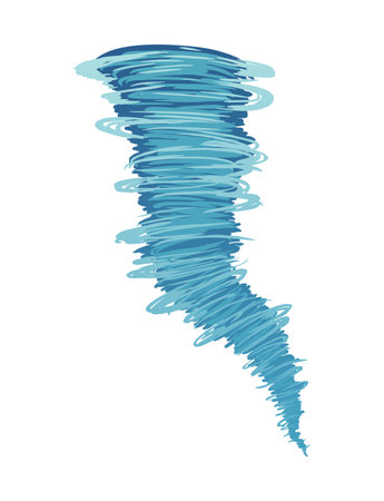 Tornado. Stylized cartoon hurricane icon. Rotating cyclone whirlwind in flat style design. Vector illustration of weather cataclysmのイラスト素材
