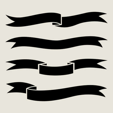 Vintage design element. Page decor, banners or ribbons. Hand drawn dividers. Retro labelsのイラスト素材