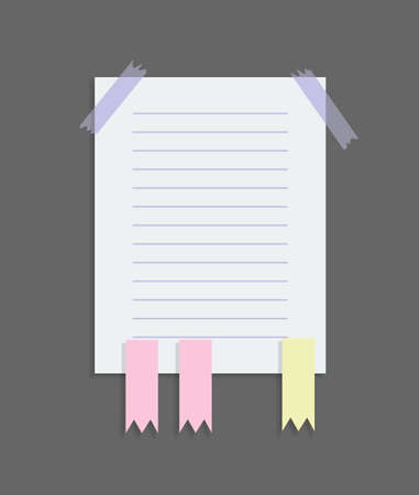 Paper notes stickers. Place for memo messages on paper sheets. Blank sticky place for to do list and office notice or information boardのイラスト素材