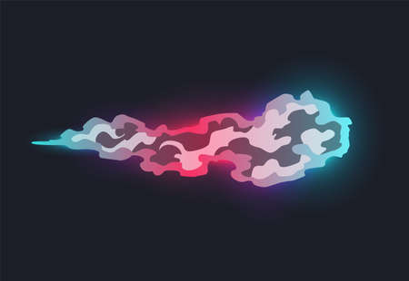 Cartoon laser gun beam. Futuristic shot effect. Blaster attack. Alien combat weapon rays. Destructive plasma flow. Vector game element. Bomb explosionのイラスト素材