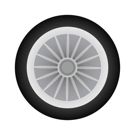 Set of car wheels. Automotive tires. Wheel disk icon isolated on white background. Automobile rims designのイラスト素材