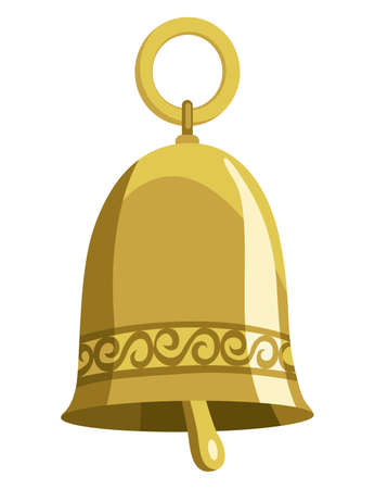 Nautical element bell or ringing. Sea vintage marine item isolated. Old-fashioned watercolor painting. Decorative vector symbolのイラスト素材
