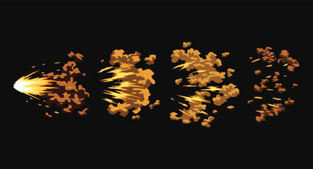Gun flashes or gunshot animation. Collection of fire explosion effect during the shot with the gun....