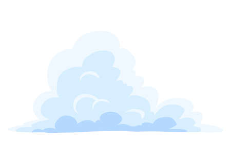 Cartoon clouds. Abstract white cloudscape icon symbol. Vector cloudy landscape or simplicity nature aerial panorama. Round shapes in flat styleのイラスト素材