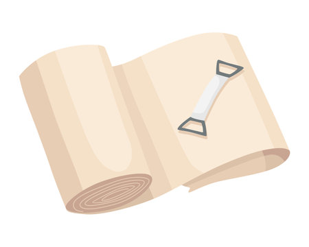 Hands injured skin and procedures of bandaging. First aid for wound. Medicine cure or treatment. First emergency help for human hand traumaのイラスト素材