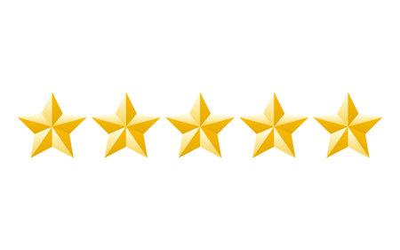 Rating gold star. Feedback, reputation and quality concept. Five stars customer product review...