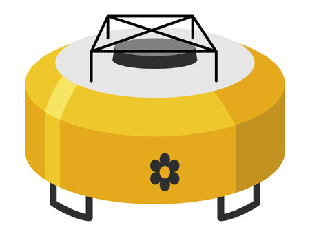 Camping stove cartoon icon. Cartoon gas camp burner, portable indoor cooker, outdoor furnace for picnic cooking on heat flame propane hob butane fire travelのイラスト素材