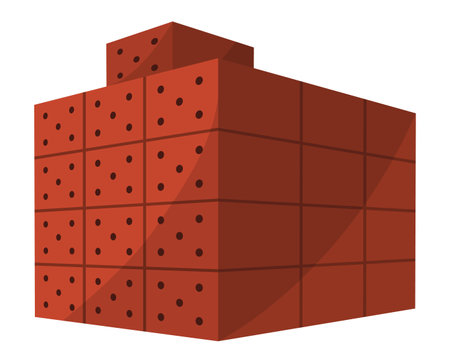 Building material. Heap of red brick. Cartoon supplies for buildings works. Construction concept. Illustration can be used for construction sites or illustrate renovation worksのイラスト素材