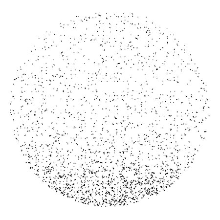 Dotwork noise gradient circle. Sand grain effect. Black noise stipple dots pattern. Abstract grunge dotwork gradient. Black grain dots element. Halftone circle. Dotted vector illustrationのイラスト素材