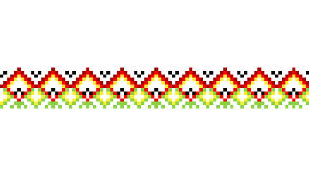 Ukrainian traditional embroidery. Pattern for cross stitching decoration. Cross-stitch traditional folk. Vector illustration of ethnic seamless ornamental geometric designのイラスト素材