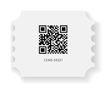 Empty ticket template. Blank concert ticket or lottery coupon. Event coupon or cinema movie theater card. Festival or circus paper empty flyer. Vector isolated illustrationのイラスト素材