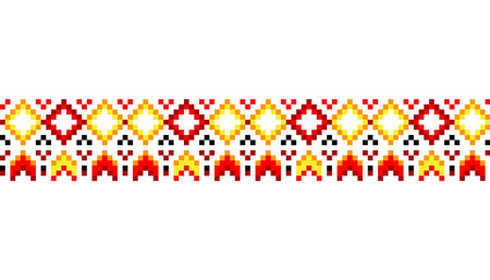 Ukrainian traditional embroidery. Pattern for cross stitching decoration. Cross-stitch traditional folk. Vector illustration of ethnic seamless ornamental geometric designのイラスト素材