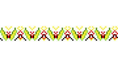 Ukrainian traditional embroidery. Pattern for cross stitching decoration. Cross-stitch traditional folk. Vector illustration of ethnic seamless ornamental geometric designのイラスト素材