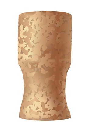 Cork wine stopper. Corkwood plug. Wine stopper. Wooden bung for bottle, equipment for alcohol winery production. Wooden textured cartoon styleのイラスト素材