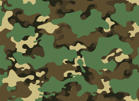 Camouflage texture seamless pattern. Abstract modern camo background for fabric and fashion textile print. Woodland style. Textures of classic clothing in masking styleのイラスト素材