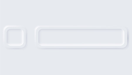 Neumorphic buttons. Simple trendy design elements UI components isolated on light background. Control element for website, mobile app menu and navigation with rounded edgesのイラスト素材
