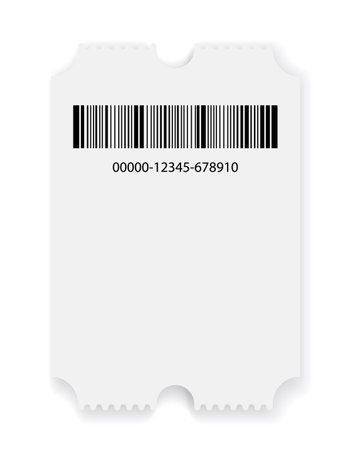 Empty ticket template. Blank concert ticket or lottery coupon. Event coupon or cinema movie theater card. Festival or circus paper empty flyer. Vector isolated illustrationのイラスト素材