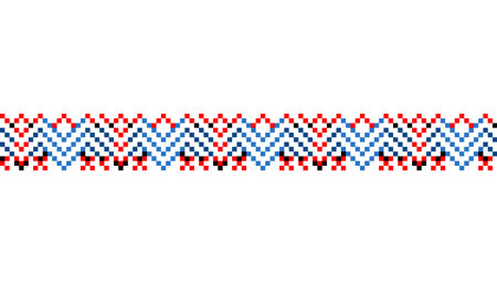 Ukrainian traditional embroidery. Pattern for cross stitching decoration. Cross-stitch traditional folk. Vector illustration of ethnic seamless ornamental geometric designのイラスト素材