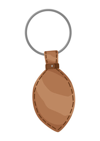 Keychain or keyholder icon. Cartoon color key ring, chain round holder or metal trinket. Modern keys pendant. Home rental or real estate concept. Vector illustrationのイラスト素材