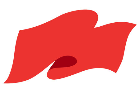 Waving flag. Red flag template on white background. National flag waving symbol. Banner design mockup elementのイラスト素材