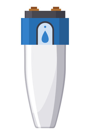 Water filter. Mineral filtration or purification system. Pitcher with filter. Water equipment for water cleaning. Special modern technologi for liquid purificationのイラスト素材