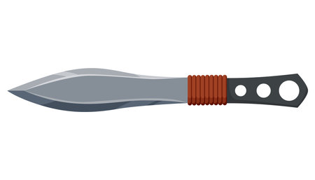 Military hunting knife. Combat weapon blade, vector model type. Trapper sword or hunter knife blade. Protection concept. Warrior blade or jackknife on white backgroundのイラスト素材
