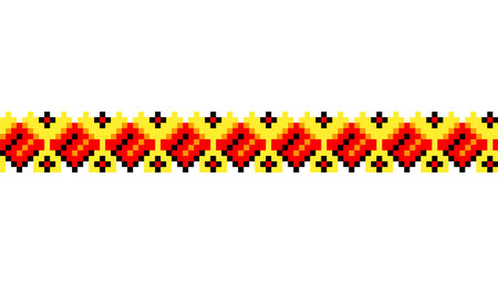 Ukrainian traditional embroidery. Pattern for cross stitching decoration. Cross-stitch traditional folk. Vector illustration of ethnic seamless ornamental geometric designのイラスト素材