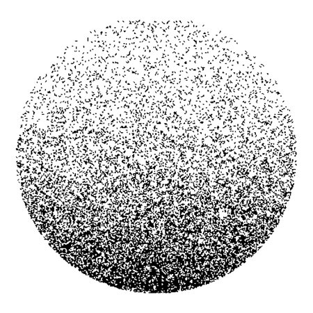 Dotwork noise gradient circle. Sand grain effect. Black noise stipple dots pattern. Abstract grunge dotwork gradient. Black grain dots element. Halftone circle. Dotted vector illustrationのイラスト素材