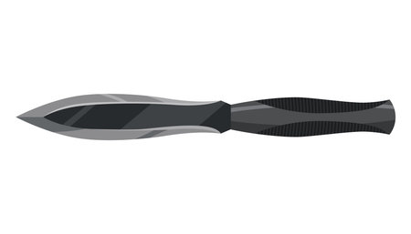 Military hunting knife. Combat weapon blade, vector model type. Trapper sword or hunter knife blade. Protection concept. Warrior blade or jackknife on white backgroundのイラスト素材