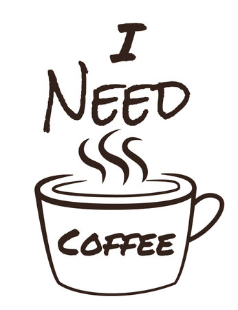 Coffee cups lettering. Phrase about Coffee to go. Typography quote design. Calligraphy style Hot drinks shop promotionのイラスト素材