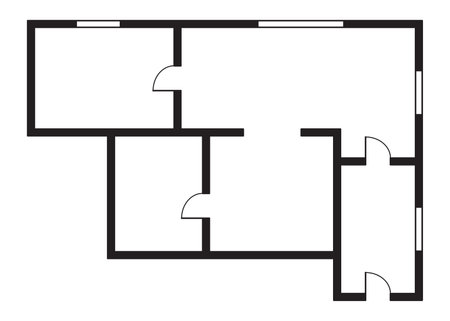 Apartment architectural plan. Top view of floor plan. Vector blueprint project of house. Professional layout in drawing formのイラスト素材