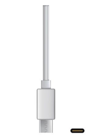 Usb cable connector, Type C. Realistic vector of phone jack for cabling in white color. Cable for charging or transmitting information for modern electronic devicesのイラスト素材