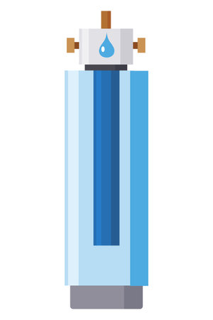 Water filter. Mineral filtration or purification system. Pitcher with filter. Water equipment for water cleaning. Special modern technologi for liquid purificationのイラスト素材