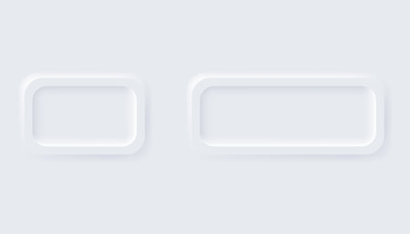 Neumorphic buttons. Simple trendy design elements UI components isolated on light background. Control element for website, mobile app menu and navigation with rounded edgesのイラスト素材