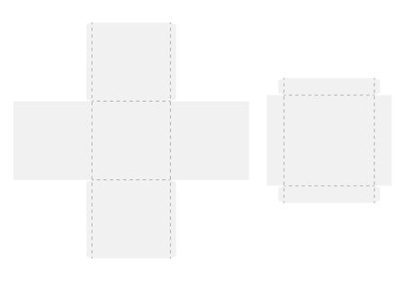 Box cut model. Package template layout for new design. Paper rectangular cardboard, container mockupのイラスト素材