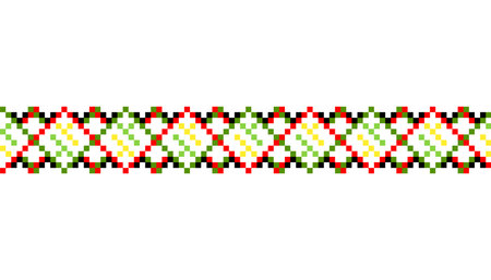 Ukrainian traditional embroidery. Pattern for cross stitching decoration. Cross-stitch traditional folk. Vector illustration of ethnic seamless ornamental geometric designのイラスト素材